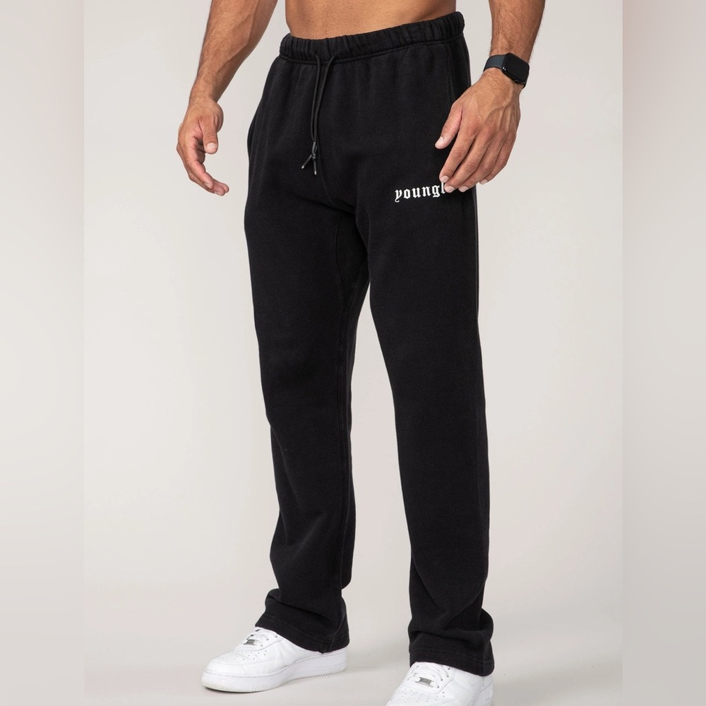 Mens Young LA YLA No Cuff Sweats Baggy Cotton Sweatpants #216 Gym Casual Size M